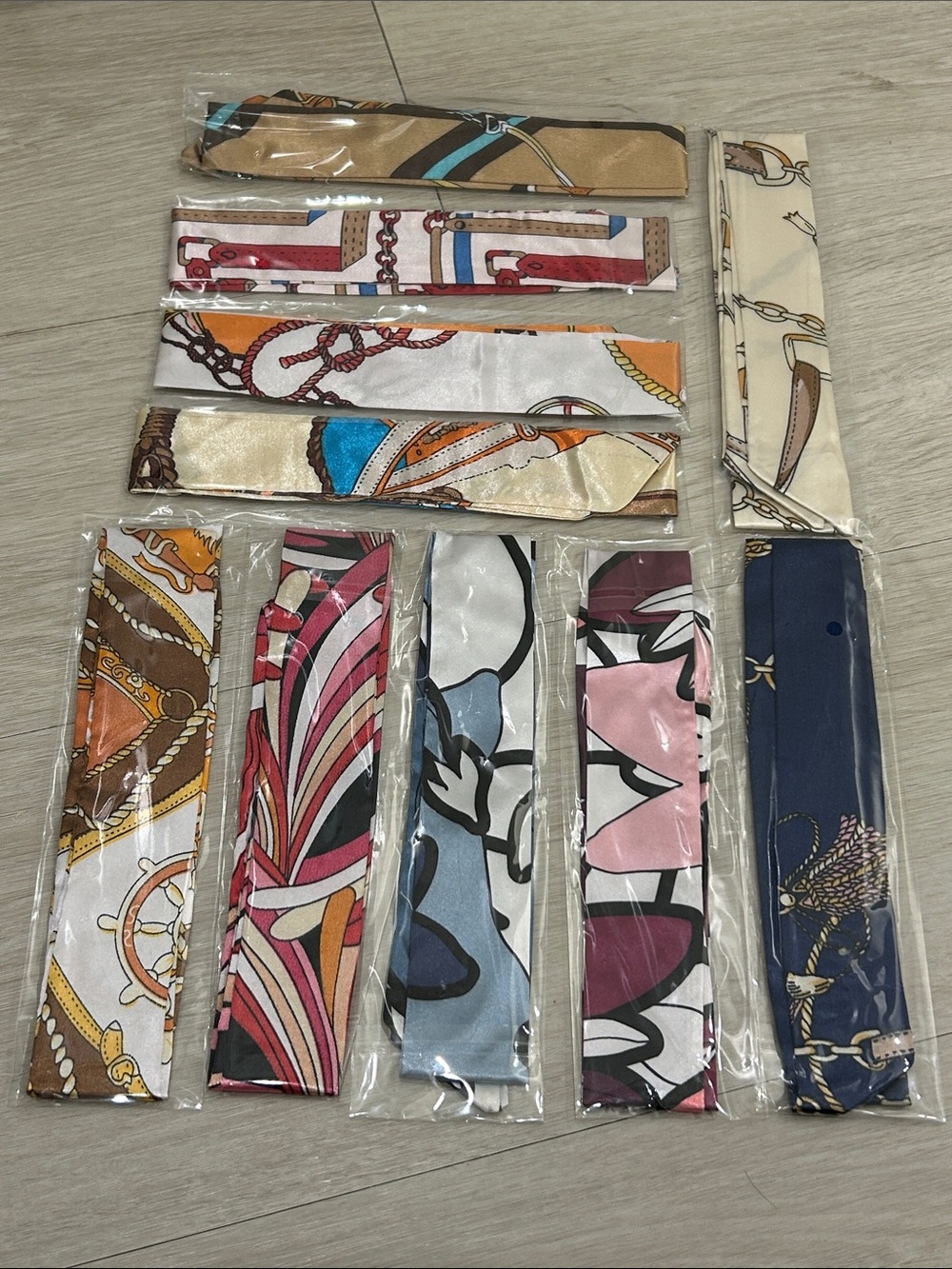 Purse Satin Scarf Set of 10 #13—Various Patterns and Colors